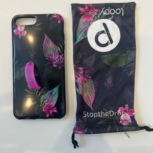 iPhone 6/7/8 plus loopy case, black floral.